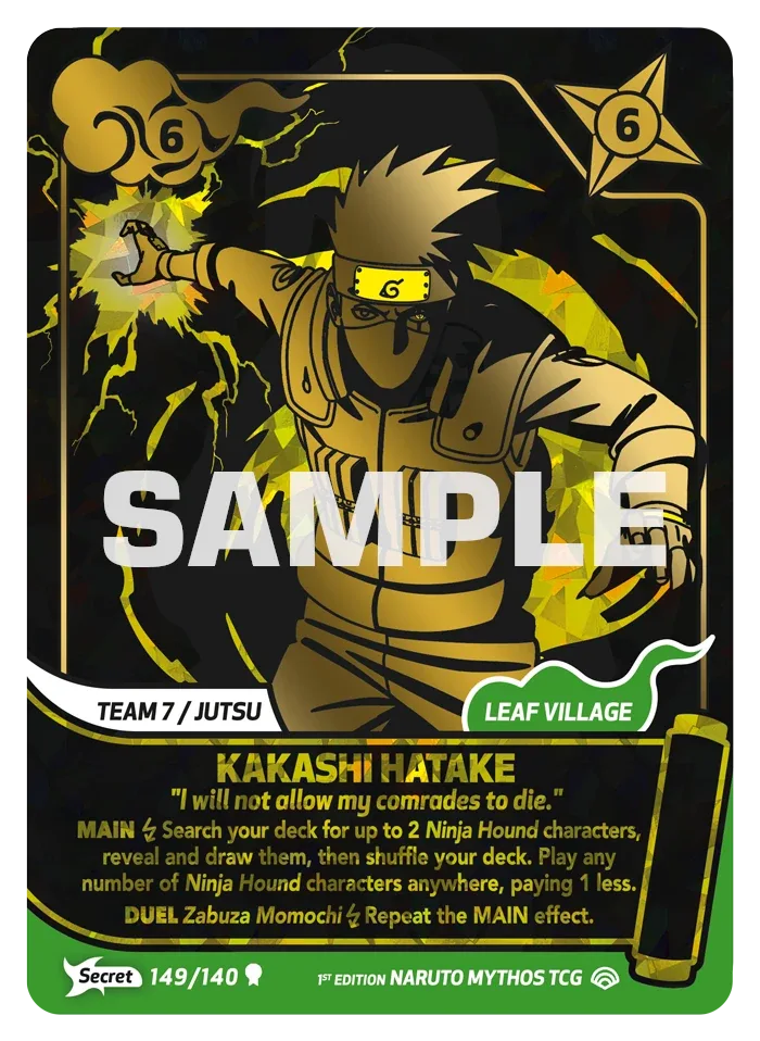 Carte Naruto Mythos Kakashi Hatake "How about we put an end to this now?" 149/140 Secret Secrète Shinobi Shiren 2ème Chapitre Neuf EN LorenZone
