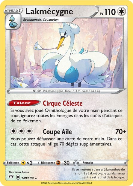 Carte Pokémon Lakmécygne 149/189 SWSH3 Ténèbres Embrasées EB03 Neuf FR LorenZone
