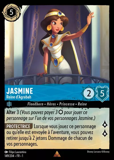 Carte Lorcana - Disney Jasmine, Reine d'Agrabah 149/204 Chapitre 01 Premier Chapitre FC Neuf FR LorenZone