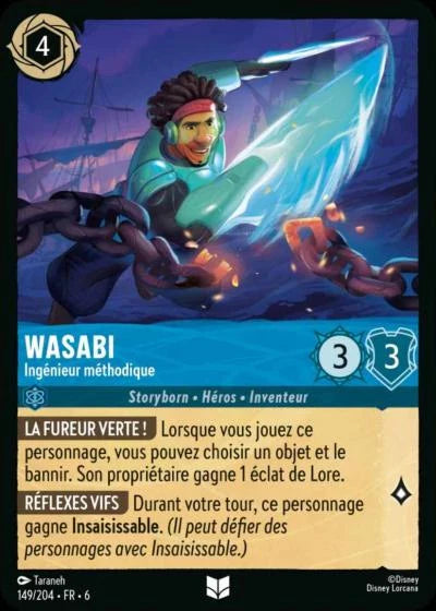 Carte Lorcana - Disney Wasabi, Ingénieur méthodique 149/204 Peu Commune  Chapitre 06 La Mer Azurite AZS Neuf FR LorenZone