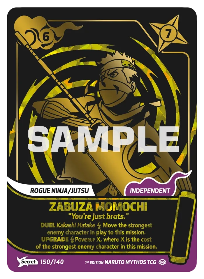 Carte Naruto Mythos Zabuza Momochi "You're just brats." 150/140 Secret Secrète Shinobi Shiren 2ème Chapitre Neuf EN LorenZone
