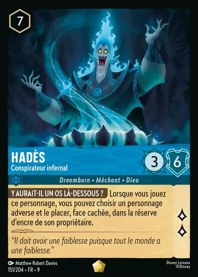 Carte Lorcana - Disney Hadès, Conspirateur infernal 151/204 Chapitre 09 Fabuleux FAB Neuf FR LorenZone