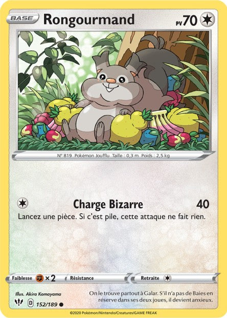 Carte Pokémon Rongourmand 152/189 SWSH3 Ténèbres Embrasées EB03 Neuf FR LorenZone