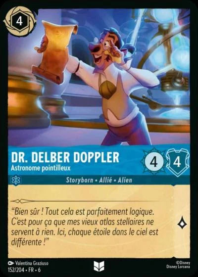 Carte Lorcana - Disney Dr. Delber Doppler, Astronome pointilleux 152/204 Peu Commune  Chapitre 06 La Mer Azurite AZS Neuf FR LorenZone