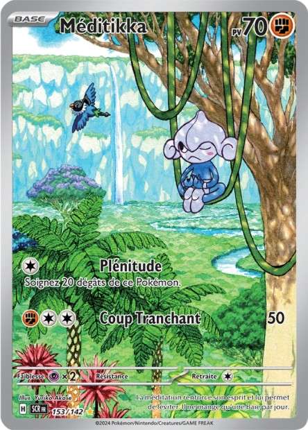 Carte Pokémon Méditikka 153/142 SCR Couronne Stellaire EV07 Neuf FR LorenZone