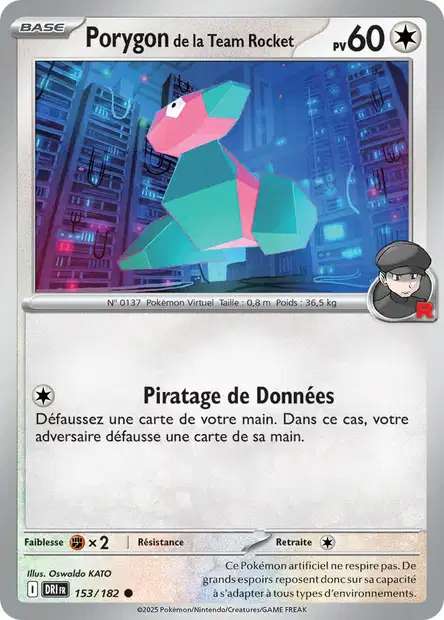 Carte Pokémon Porygon de la Team Rocket 153/182 DRI Rivalités Destinées EV10 Neuf FR LorenZone