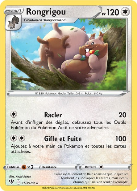 Carte Pokémon Rongrigou 153/189 SWSH3 Ténèbres Embrasées EB03 Neuf FR LorenZone