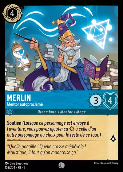 Carte Lorcana - Disney Merlin, Mentor autoproclamé 153/204 Chapitre 01 Premier Chapitre FC Neuf FR LorenZone