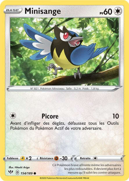 Carte Pokémon Minisange 154/189 SWSH3 Ténèbres Embrasées EB03 Neuf FR LorenZone