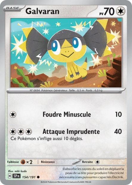 Carte Pokémon Galvaran 154/191 SSP Étincelles Déferlantes EV08 Neuf FR LorenZone