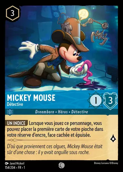 Carte Lorcana - Disney Mickey Mouse, Détecive 154/204 Chapitre 01 Premier Chapitre FC Neuf FR LorenZone