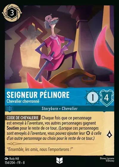 Carte Lorcana - Disney Seigneur Pélinore, Chevalier chevronné 154/204 Peu Commune Rudy Hill Chapitre 08 Le Règne de Jafar ROJ Neuf FR LorenZone
