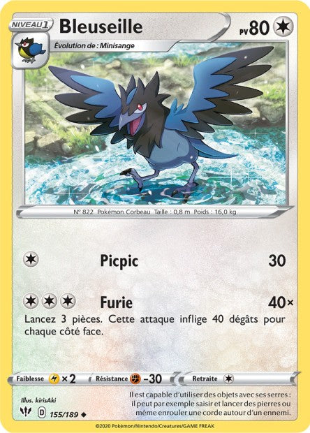 Carte Pokémon Bleuseille 155/189 SWSH3 Ténèbres Embrasées EB03 Neuf FR LorenZone