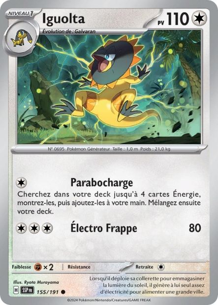 Carte Pokémon Iguolta 155/191 SSP Étincelles Déferlantes EV08 Neuf FR LorenZone
