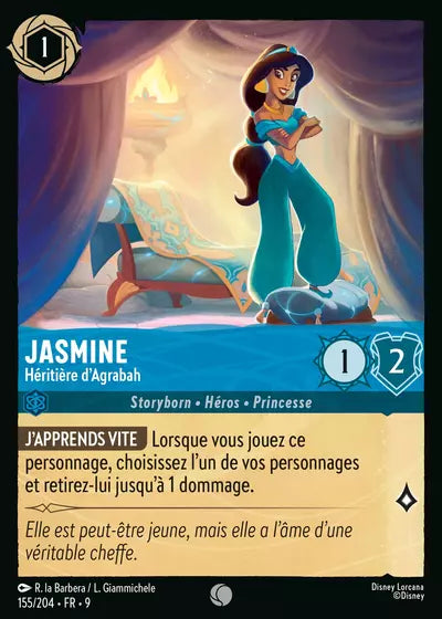 Carte Lorcana - Disney Jasmine, Héritière d'Agrabah 155/204 Chapitre 09 Fabuleux FAB Neuf FR LorenZone