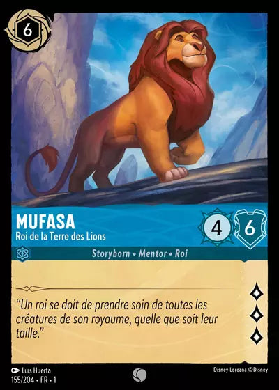 Carte Lorcana - Disney Mufasa, Roi de la Terre des Lions 155/204 Chapitre 01 Premier Chapitre FC Neuf FR LorenZone