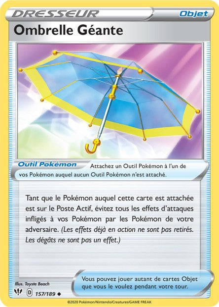 Carte Pokémon Ombrelle Géante 157/189 SWSH3 Ténèbres Embrasées EB03 Neuf FR LorenZone