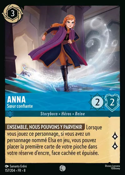 Carte Lorcana - Disney Anna, Soeur confiante 157/204 Commune Samanta Erdini Chapitre 08 Le Règne de Jafar ROJ Neuf FR LorenZone