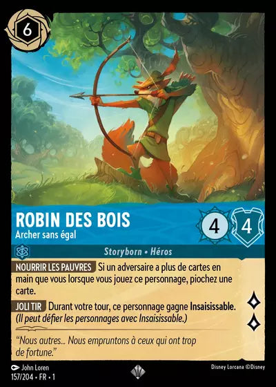 Carte Lorcana - Disney Robin des bois, Archer sans égal 157/204 Chapitre 01 Premier Chapitre FC Neuf FR LorenZone