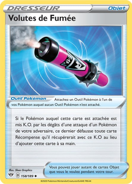 Carte Pokémon Volutes de Fumée 158/189 SWSH3 Ténèbres Embrasées EB03 Neuf FR LorenZone
