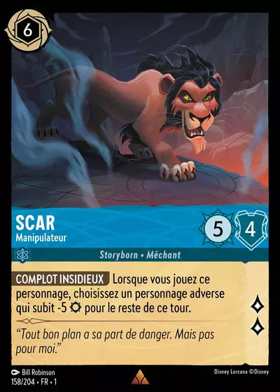Carte Lorcana - Disney Scar, Manipulateur 158/204 Chapitre 01 Premier Chapitre FC Neuf FR LorenZone
