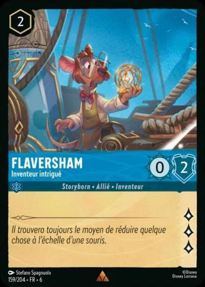 Carte Lorcana - Disney Flaversham, Inventeur intrigué 159/204 Rare  Chapitre 06 La Mer Azurite AZS Neuf FR LorenZone