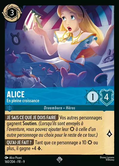 Carte Lorcana - Disney Alice, En pleine croissance 160/204 Chapitre 09 Fabuleux FAB Neuf FR LorenZone