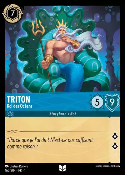 Carte Lorcana - Disney Triton, Roi des Océans 160/204 Chapitre 01 Premier Chapitre FC Neuf FR LorenZone