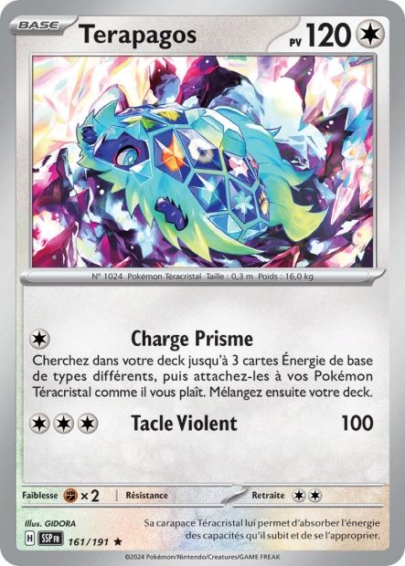 Carte Pokémon Terapagos 161/191 SSP Étincelles Déferlantes EV08 Neuf FR LorenZone