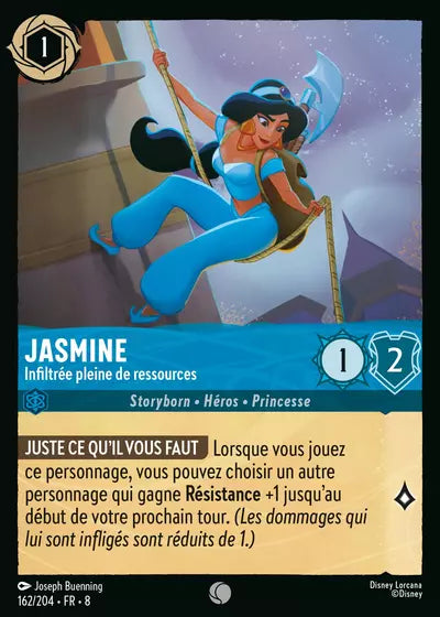 Carte Lorcana - Disney Jasmine, Infiltrée pleine de ressources 162/204 Commune Joseph Buenning Chapitre 08 Le Règne de Jafar ROJ Neuf FR LorenZone