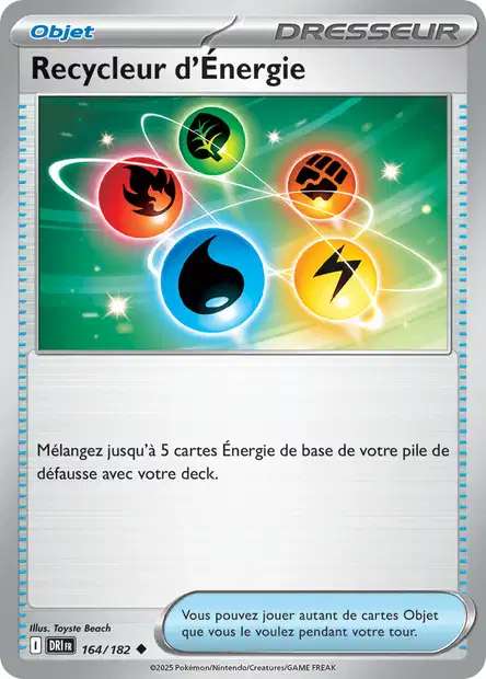Carte Pokémon Recycleur d'Énergie 164/182 DRI Rivalités Destinées EV10 Neuf FR LorenZone