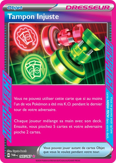 Carte Pokémon Tampon Injuste 165/167 TWM Mascarade Crépusculaire EV06 Neuf FR LorenZone
