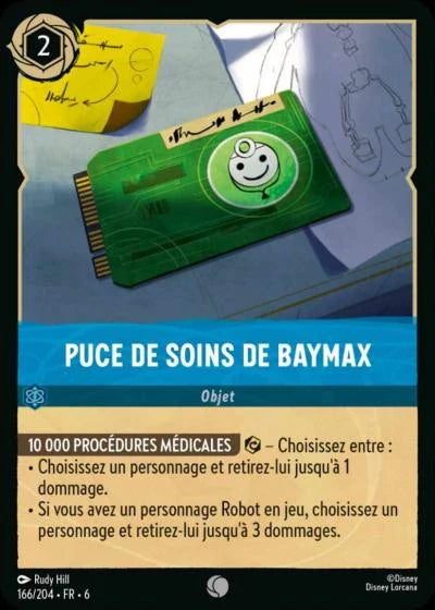 Carte Lorcana - Disney Puce de soins de Baymax 166/204 Commune  Chapitre 06 La Mer Azurite AZS Neuf FR LorenZone
