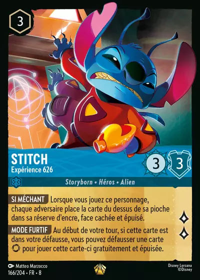 Carte Lorcana - Disney Stitch, Expérience 626 166/204 Légendaire Matteo Marzocco Chapitre 08 Le Règne de Jafar ROJ Neuf FR LorenZone