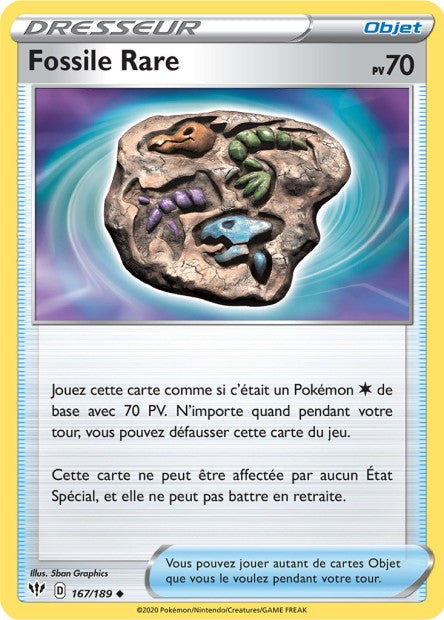 Carte Pokémon Fossile Rare 167/189 SWSH3 Ténèbres Embrasées EB03 Neuf FR LorenZone