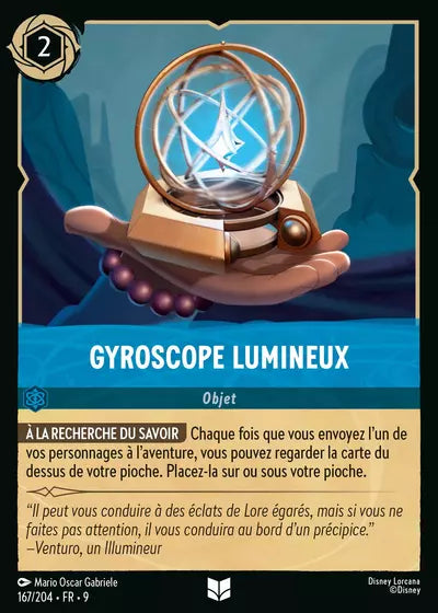 Carte Lorcana - Disney Gyroscope lumineux 167/204 Chapitre 09 Fabuleux FAB Neuf FR LorenZone