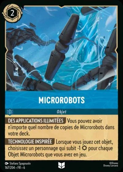 Carte Lorcana - Disney Microbots 167/204 Peu Commune  Chapitre 06 La Mer Azurite AZS Neuf FR LorenZone