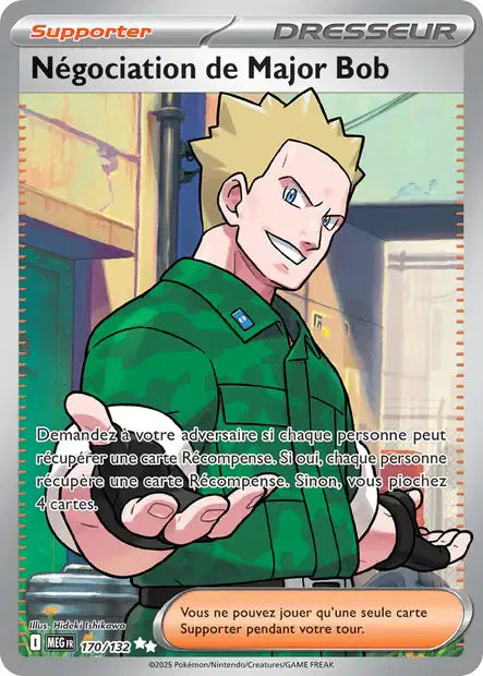 Carte Pokémon Négociation de Major Bob 170/132 MEG Méga-Évolution ME01 Neuf FR LorenZone