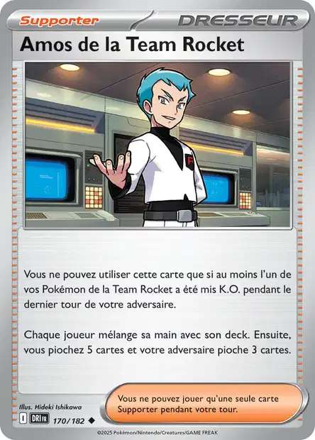 Carte Pokémon Amos de la Team Rocket 170/182 DRI Rivalités Destinées EV10 Neuf FR LorenZone