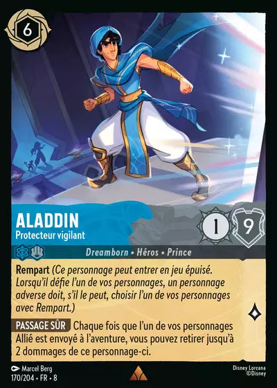 Carte Lorcana - Disney Aladdin, Protecteur vigilant 170/204 Rare Marcel Berg Chapitre 08 Le Règne de Jafar ROJ Neuf FR LorenZone