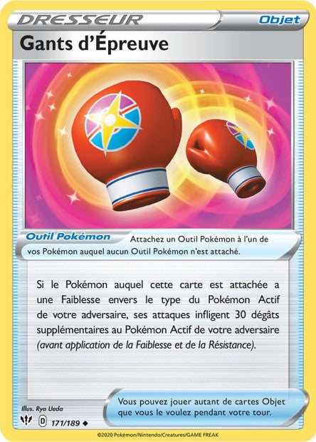 Carte Pokémon Gants d'Épreuve 171/189 SWSH3 Ténèbres Embrasées EB03 Neuf FR LorenZone