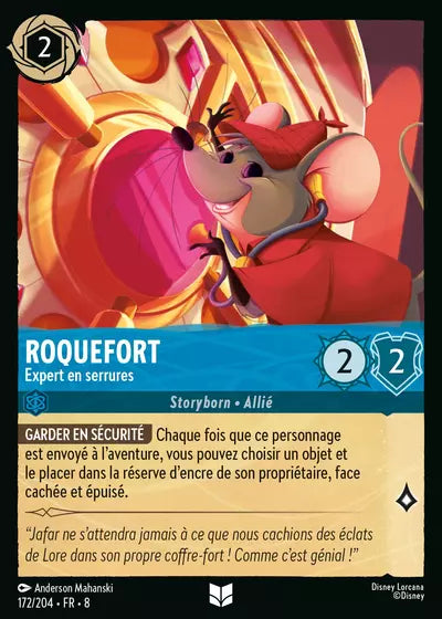 Carte Lorcana - Disney Roquefort, Expert en serrures 172/204 Peu Commune Anderson Mahanski Chapitre 08 Le Règne de Jafar ROJ Neuf FR LorenZone