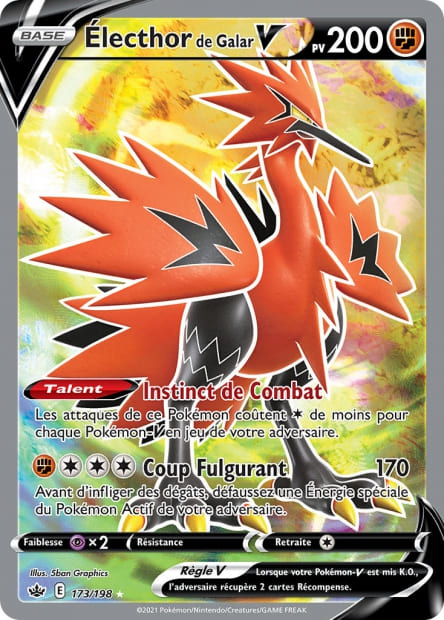 Carte Pokémon Électhor de Galar V 173/198 CRE EB06 LorenZone