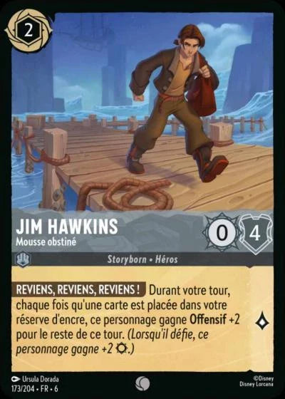 Carte Lorcana - Disney Jim Hawkins, Mousse obstiné 173/204 Commune  Chapitre 06 La Mer Azurite AZS Neuf FR LorenZone