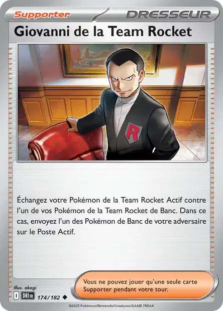 Carte Pokémon Giovanni de la Team Rocket 174/182 DRI Rivalités Destinées EV10 Neuf FR LorenZone