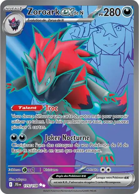 Carte Pokémon Zoroark EX de N 175/159 JTG Aventures Ensemble EV09 Neuf FR LorenZone