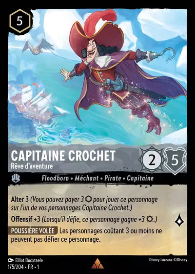 Carte Lorcana - Disney Capitaine Crochet, Rêve d'aventure 175/204 Chapitre 01 Premier Chapitre FC Neuf FR LorenZone