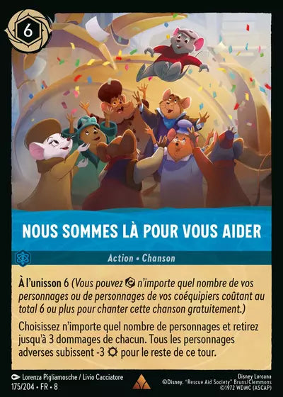 Carte Lorcana - Disney Nous sommes là pour vous aider 175/204 Rare Lorenza Pigliamosche Livio Cacciatore Chapitre 08 Le Règne de Jafar ROJ Neuf FR LorenZone