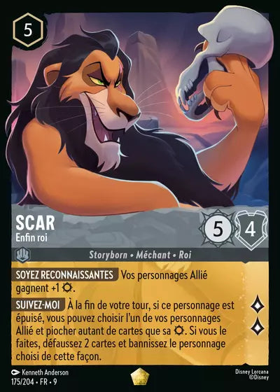 Carte Lorcana - Disney Scar, Enfin roi 175/204 Chapitre 09 Fabuleux FAB Neuf FR LorenZone