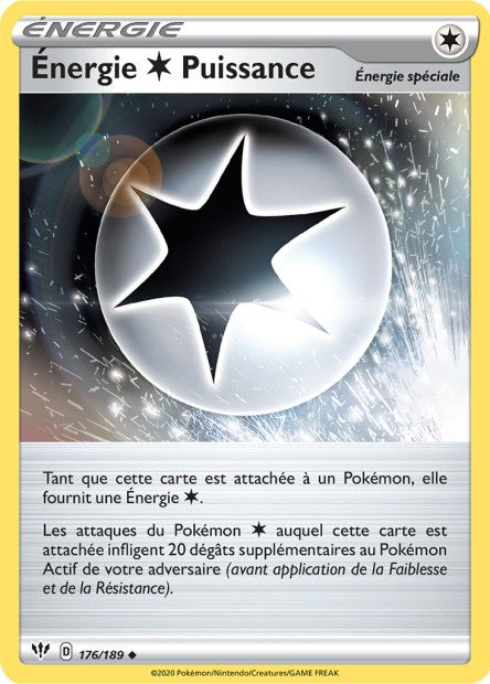 Carte Pokémon Énergie Incolore Puissance 176/189 SWSH3 Ténèbres Embrasées EB03 Neuf FR LorenZone